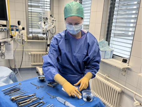 Lara bei Vorbereitungen im Opersationssaal